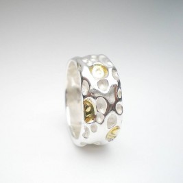 Coral Silver And Gold Ring